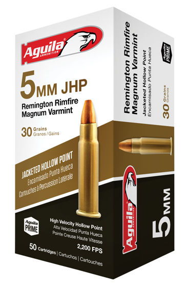 5MM Remington Rimfire Magnum Aguila 30grs. JHP 50pk.