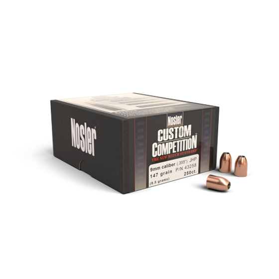 .355 9mm Nosler Custom Competition JHP 147 grs. 250pk.