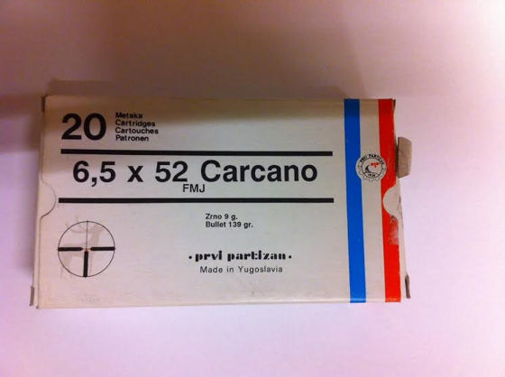 6,5x52 Carcano Partizan 139 grains FMJ
