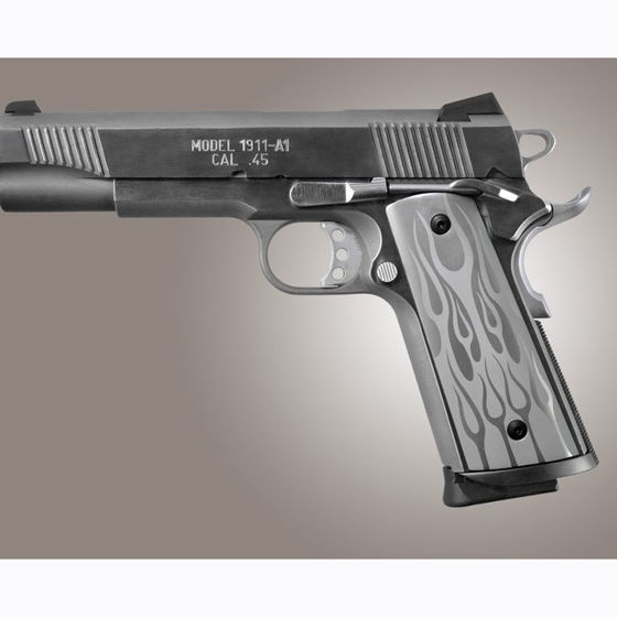 Hogue Extreme 1911 Full Size Alu Magrip Kit. Silver Flames