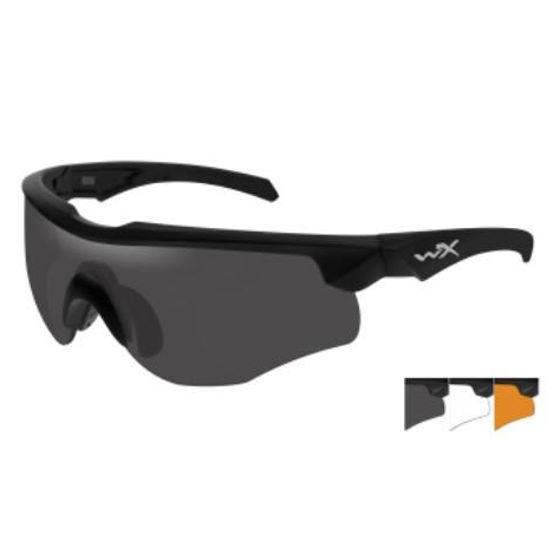 Wiley-X ROGUE COMM skytebrille med sort ramme og grå, klar og rust brilleglass