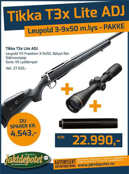 Bilde av Tikka T3x ADJ, Leupold VX 3-9x50 ill, Sonic 45 Pakke
