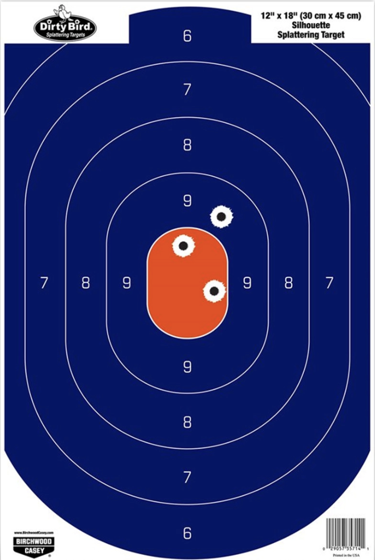 Bilde av "Dirty Bird 12""x18"" Blue/Orange Silhouette Splatter Target skive"