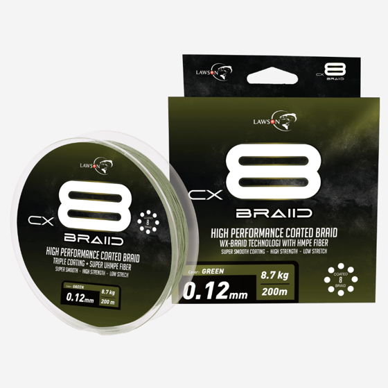 Bilde av Lawson CX8 Braid Green Coated 200m