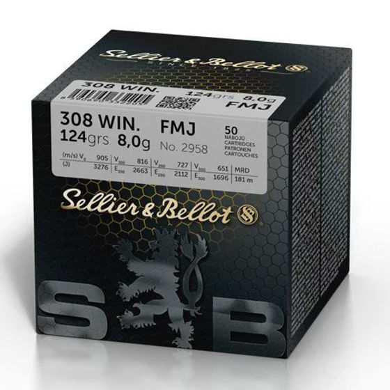 Bilde av 308Win Sellier&Bellot Training 8g/124grs FMJ 50pk.