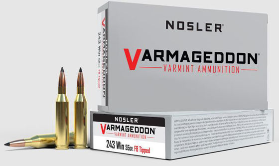 Bilde av 243 Win Nosler Varmageddon FB Tipped Ammo 55grs. 20 pk.