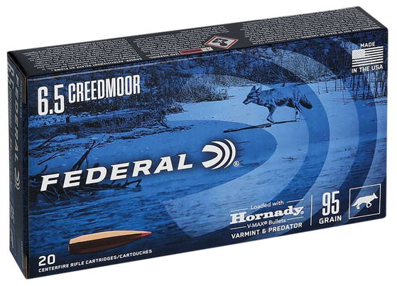 Bilde av 6,5 Creedmoor Federal Varm & Predator V-Max 95grs. 20 pk.