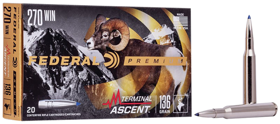 Bilde av 270 Win Federal Terminal Ascent 136grs. 20 pk.