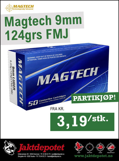 Bilde av Magtech 9mm 124 grs FMJ, 50 pk
