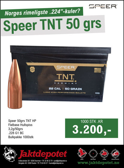 Bilde av .224 Speer 50grs TNT , Bulkpk 1000stk