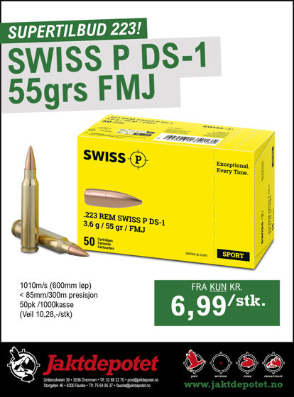 Bilde av 223 Rem Swiss DS-1 55 grains FMJ (50pk)