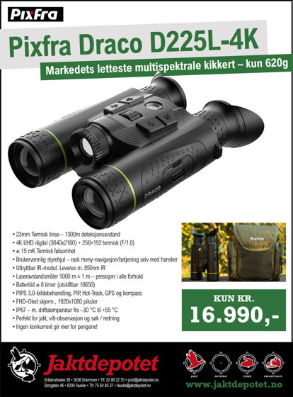 Bilde av Pixfra Draco D225L-4K, Termisk/Digital kikkert m.LRF 256*192