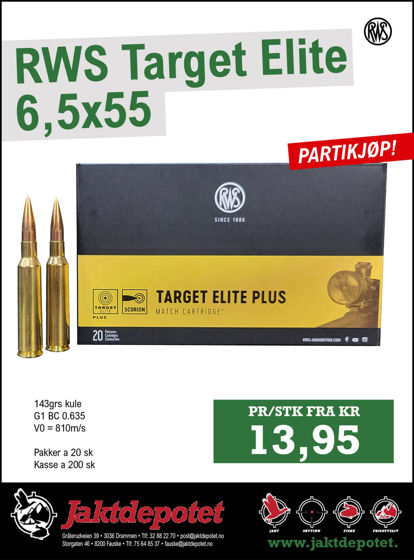 Bilde av 6,5x55 Rws Target Elite 143 grs. 20pk.